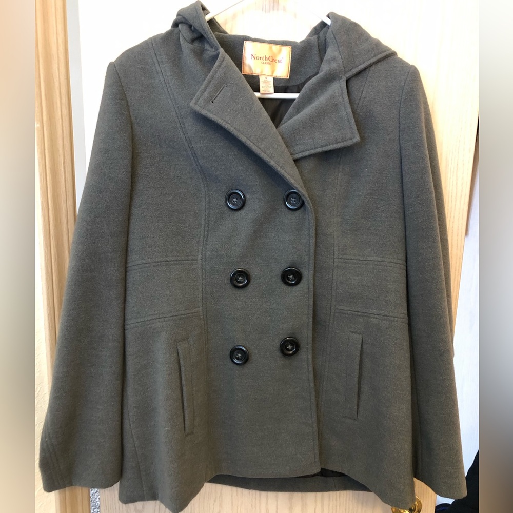 Gray Hooded Peacoat